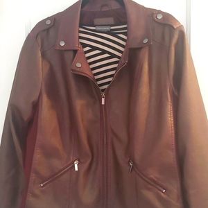 EUC Faux leather moto jacket sz XXL burgundy